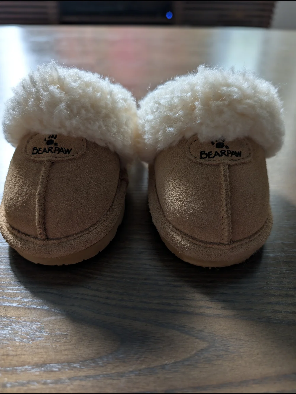 BearPaw Kids Tan Suede Shearling Slippers